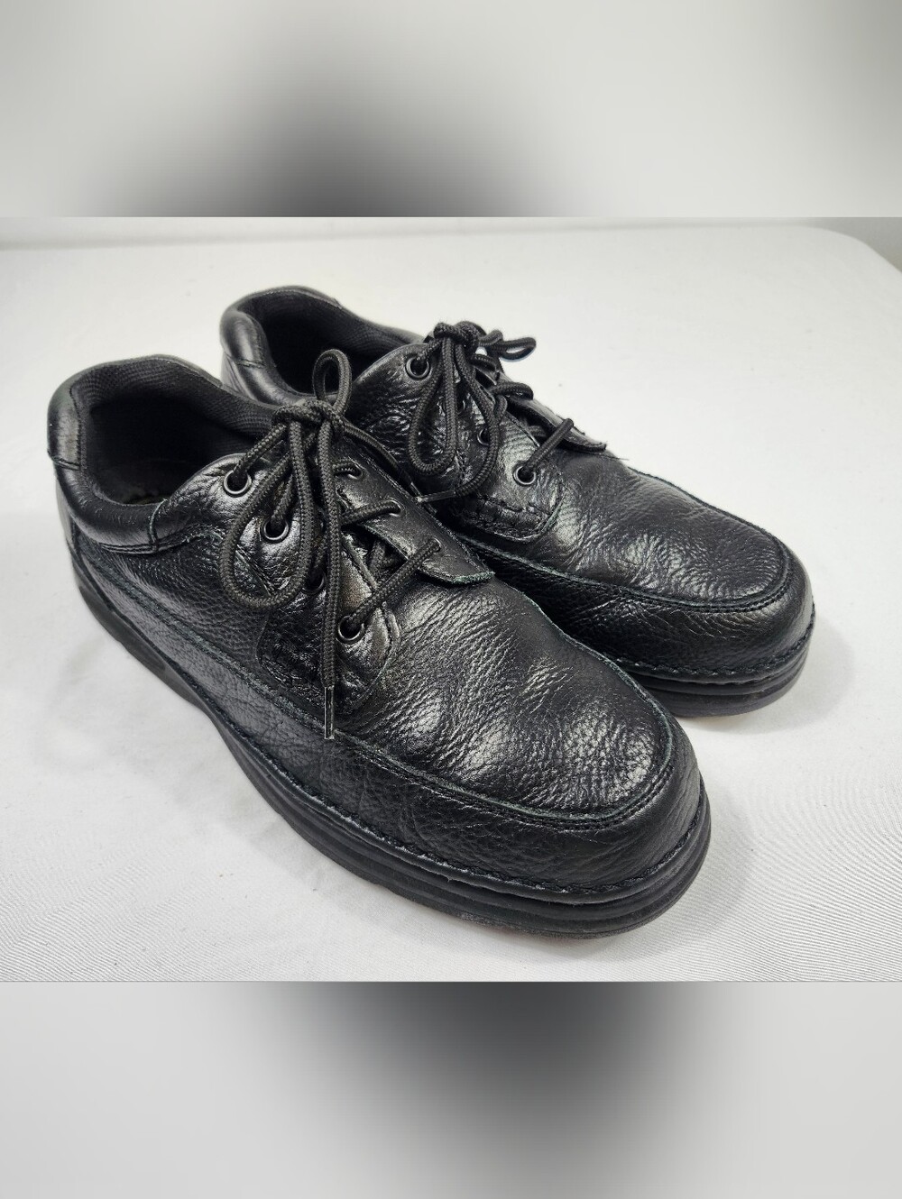 Nunn Bush Mens 12 M Black Leather Comfort Gel Lace-Up Oxfords